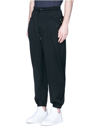 Front View - Click To Enlarge - FENG CHEN WANG - Drawstring waist wool blend jogging pants