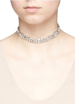 Figure View - Click To Enlarge - KENNETH JAY LANE - Glass crystal pavé choker necklace