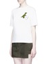 Front View - Click To Enlarge - MUVEIL - Dinosaur French terry patch cotton T-shirt