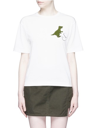 Main View - Click To Enlarge - MUVEIL - Dinosaur French terry patch cotton T-shirt