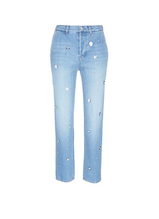 Main View - Click To Enlarge - MUVEIL - Strass floral embellished cropped jeans