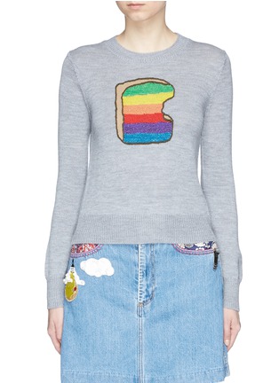 Main View - Click To Enlarge - MARC JACOBS - Rainbow toast intarsia wool sweater