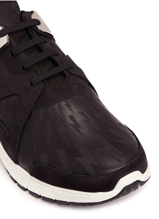 Detail View - Click To Enlarge - NEIL BARRETT - 'Tatoo Molecular' thunderbolt leather sneakers
