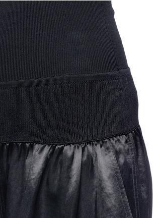 Detail View - Click To Enlarge - MS MIN - Rib knit waist wide leg satin pants