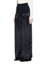 Front View - Click To Enlarge - MS MIN - Rib knit waist wide leg satin pants