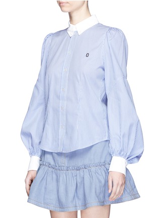 Front View - Click To Enlarge - MARC JACOBS - Bishop sleeve stripe cotton shirt