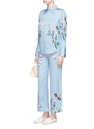 Figure View - Click To Enlarge - HELEN LEE - Flying bunny print silk pyjama shirt