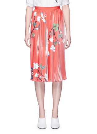 Main View - Click To Enlarge - HELEN LEE - Flying bunny print plissé pleated culottes