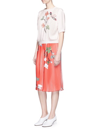Figure View - Click To Enlarge - HELEN LEE - Flying bunny print plissé pleated culottes