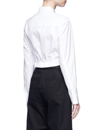 Back View - Click To Enlarge - T BY ALEXANDER WANG - Twist front cropped cotton shirt