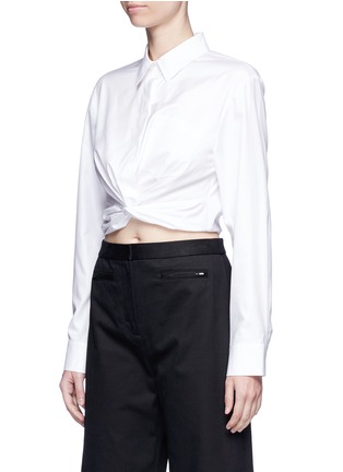 Front View - Click To Enlarge - T BY ALEXANDER WANG - Twist front cropped cotton shirt