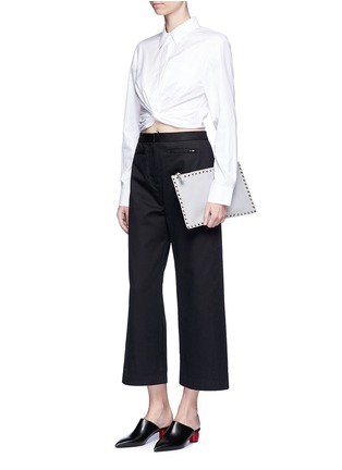 Figure View - Click To Enlarge - T BY ALEXANDER WANG - Twist front cropped cotton shirt