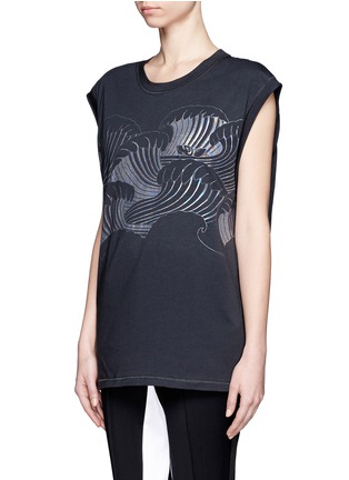 Front View - Click To Enlarge - 3.1 PHILLIP LIM - Tidal waves iridescent foil print sleeveless T-shirt