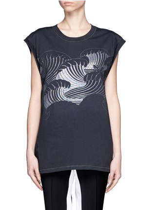 Main View - Click To Enlarge - 3.1 PHILLIP LIM - Tidal waves iridescent foil print sleeveless T-shirt
