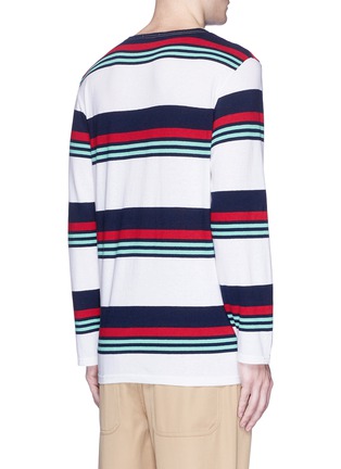 Back View - Click To Enlarge - MAISON KITSUNÉ - Stripe cotton-linen long sleeve T-shirt