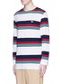 Front View - Click To Enlarge - MAISON KITSUNÉ - Stripe cotton-linen long sleeve T-shirt