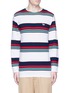 Main View - Click To Enlarge - MAISON KITSUNÉ - Stripe cotton-linen long sleeve T-shirt