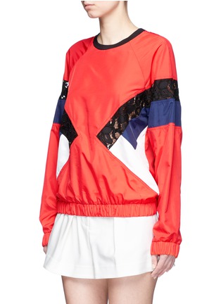 Front View - Click To Enlarge - MSGM - Lace insert colourblock windbreaker top