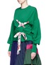 Front View - Click To Enlarge - MSGM - Floral lace-up tie cotton sweatshirt