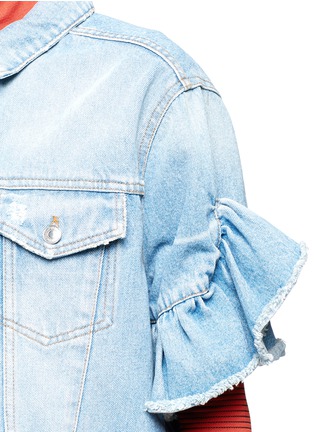 Detail View - Click To Enlarge - MSGM - Ruffle mid sleeve denim jacket