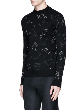 Front View - Click To Enlarge - SAINT LAURENT - Slim fit music note embroidered jacquard sweater