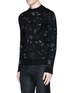 Front View - Click To Enlarge - SAINT LAURENT - Slim fit music note embroidered jacquard sweater