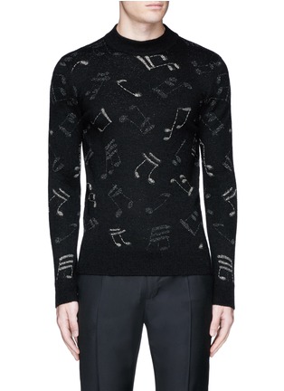Main View - Click To Enlarge - SAINT LAURENT - Slim fit music note embroidered jacquard sweater