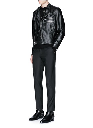 Figure View - Click To Enlarge - SAINT LAURENT - Slim fit music note embroidered jacquard sweater