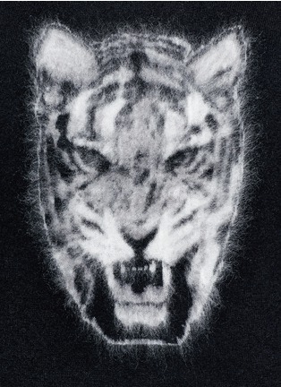 Detail View - Click To Enlarge - SAINT LAURENT - Tiger head jacquard Mohair sweater