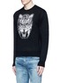 Front View - Click To Enlarge - SAINT LAURENT - Tiger head jacquard Mohair sweater