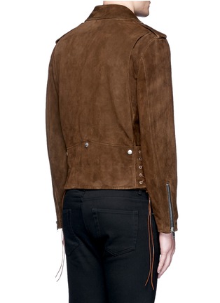Back View - Click To Enlarge - SAINT LAURENT - Fringed suede motorcycle jacket
