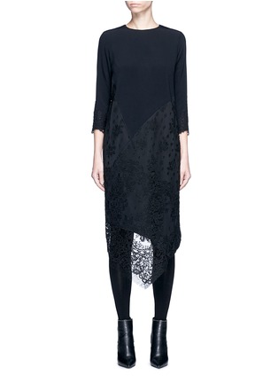 Main View - Click To Enlarge - VICTOR ALFARO - Asymmetric lace crepe dress