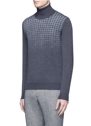 Front View - Click To Enlarge - CANALI - Houndstooth Merino wool turtleneck sweater