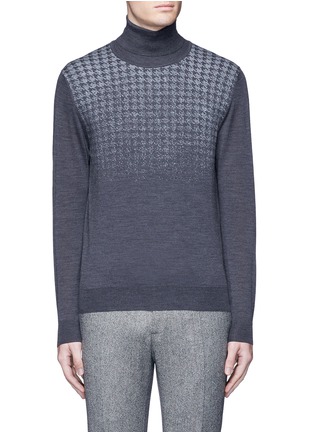 Main View - Click To Enlarge - CANALI - Houndstooth Merino wool turtleneck sweater