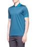 Front View - Click To Enlarge - CANALI - Square motif silk-cotton polo shirt