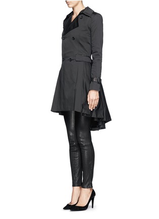 Front View - Click To Enlarge - ALICE & OLIVIA - Leather storm flap pleat back trench coat