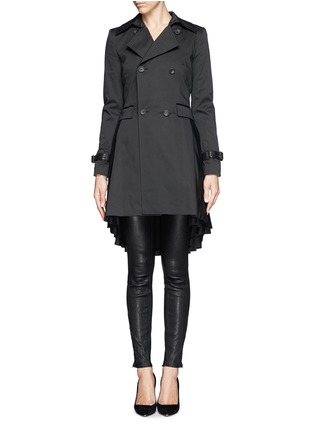 Main View - Click To Enlarge - ALICE & OLIVIA - Leather storm flap pleat back trench coat