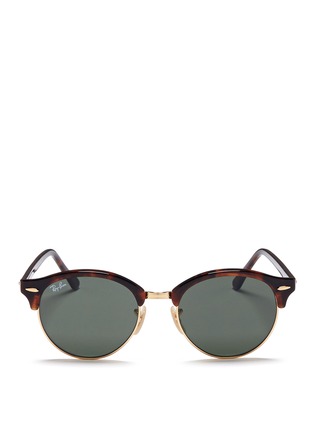 Main View - Click To Enlarge - RAY-BAN - 'Clubround' tortoiseshell acetate browline metal sunglasses