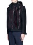 Front View - Click To Enlarge - 73119 - Glossy stripe print hooded jacket