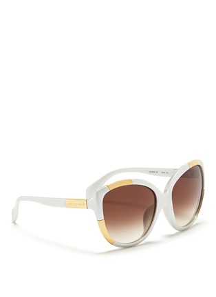 Figure View - Click To Enlarge - ALEXANDER MCQUEEN - Inset metal block acetate oversize sunglasses
