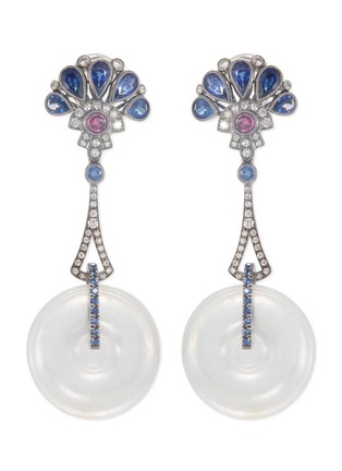 Main View - Click To Enlarge - SAMUEL KUNG - Diamond gemstone jade 18k gold drop earrings