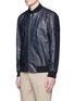 Front View - Click To Enlarge - THEORY - 'Brant L' shatter print leather bomber jacket