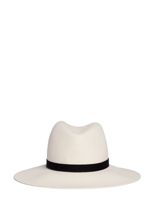 Main View - Click To Enlarge - JANESSA LEONÉ - 'Camellia' leather band wool felt fedora hat