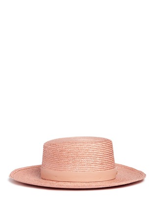 Figure View - Click To Enlarge - JANESSA LEONÉ - 'Calla Bolero' leather band Panama straw boat hat