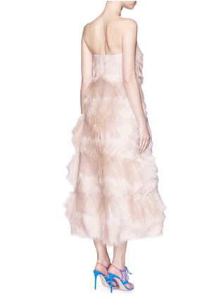 Back View - Click To Enlarge - ROKSANDA - 'Grace' ruffle frayed organza strapless gown