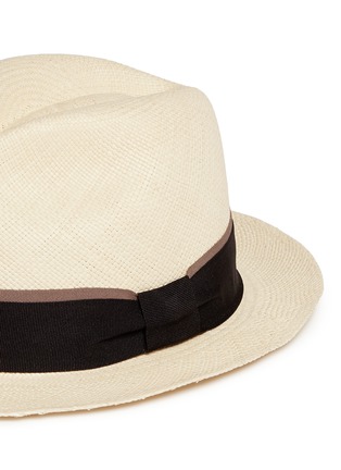 Detail View - Click To Enlarge - SENSI STUDIO - Layered band straw panama hat