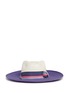Main View - Click To Enlarge - SENSI STUDIO - Frayed band colourblock straw panama hat