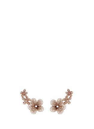 Main View - Click To Enlarge - ANYALLERIE - 'Flower' diamond 18k gold climber earrings