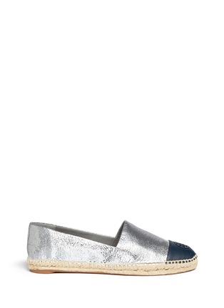 Main View - Click To Enlarge - TORY BURCH - Colourblock leather espadrille slip-ons