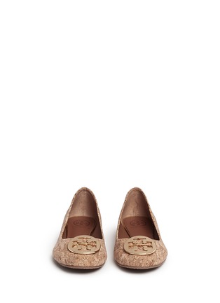 Front View - Click To Enlarge - TORY BURCH - 'Reva' cork effect ballet flats
